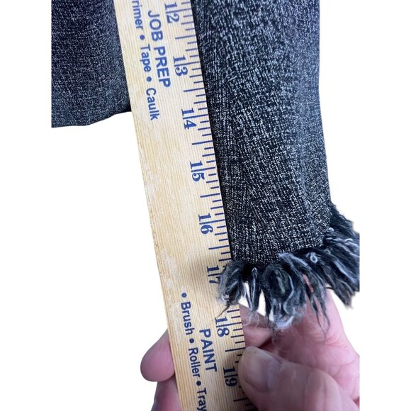 Vintage SEV Women's Wool Blend Cropped Jacket Fringe Trim Open Front Neutral - Picture 8 of 14